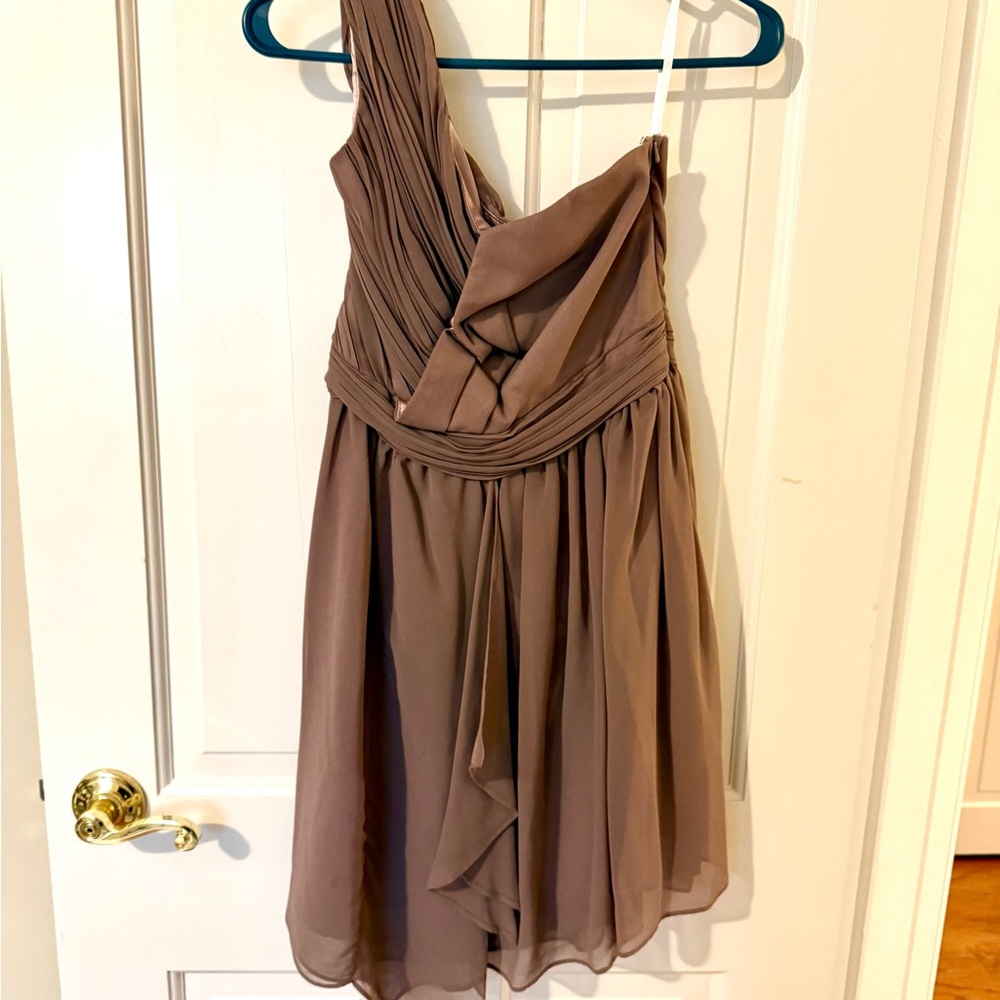 Minuet Petite Brown Asymmetrical Ruched Sundress